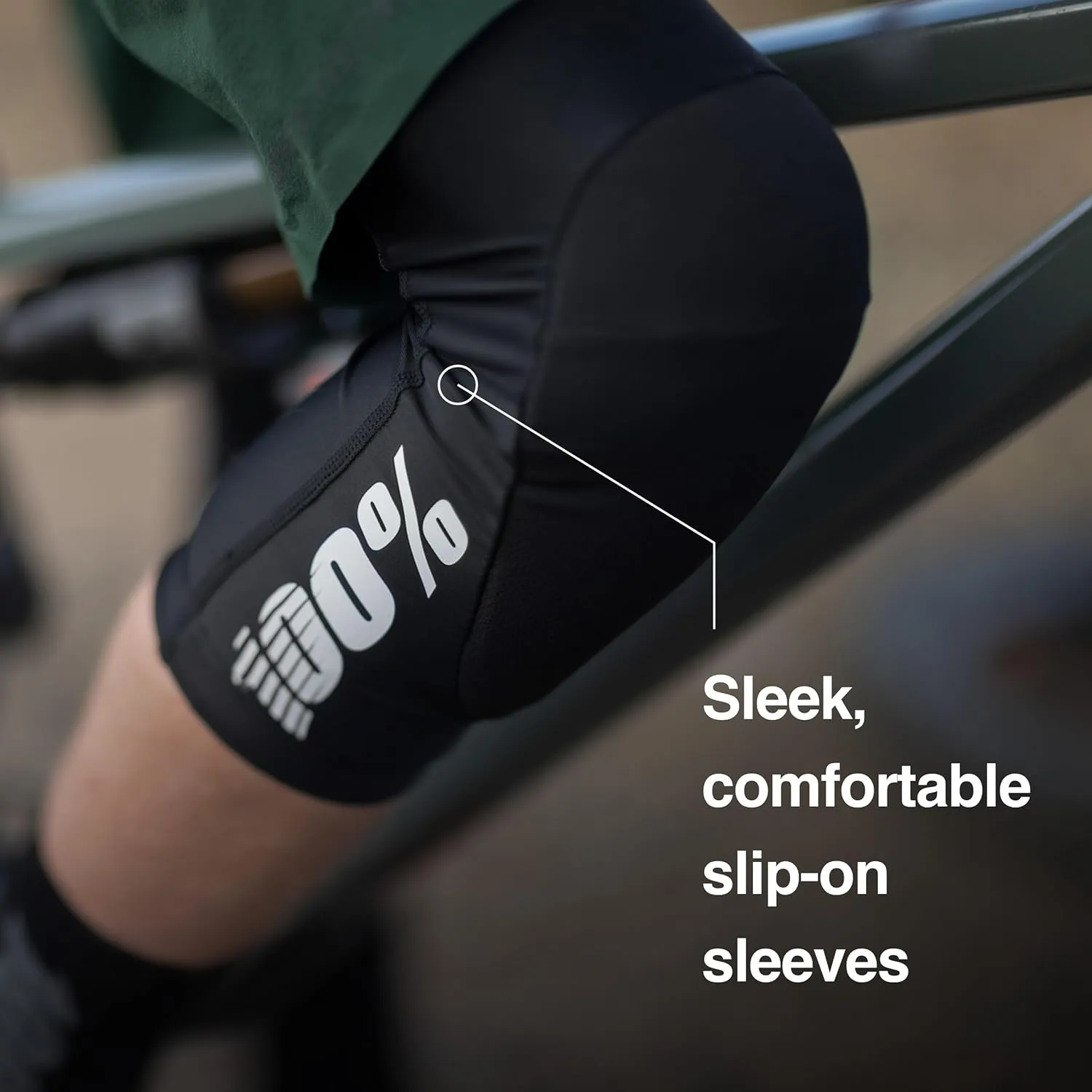 100% Teratec Mountain Biking Knee Pad - MTB & BMX Protection - Ultralight Nylon Slip On Sleeve with Built in Padding