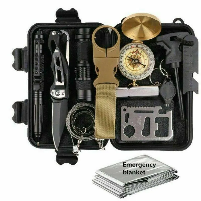 14 in 1 Outdoor Emergency Survival and Safety Gear Kit Camping