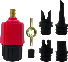 4 in 1 Inflatable Pump Air Valve Converter Adapter with 4 Air Valve Nozzles for Inflatable Boat, Stand Up Paddle Board, Inflatable Bed