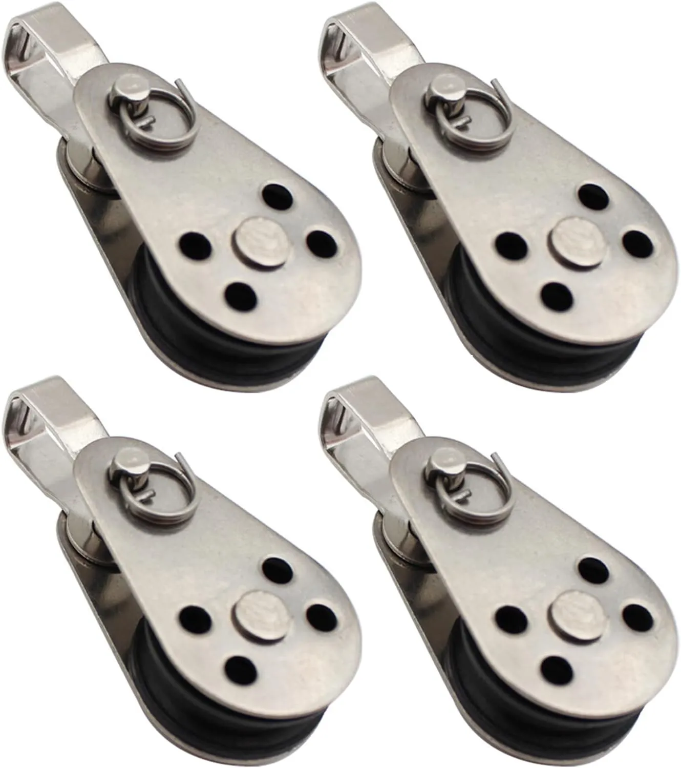 4PCS Stainless Steel Nylon Marine Pulley,Pulley Block Rope Rope Runner Kayak Pulley Single Pulley Bearing Block Rope Runner,Suitable for 0.08" to 0.32" Ropes,for Sailboats,Yachts,Ship Pulleys