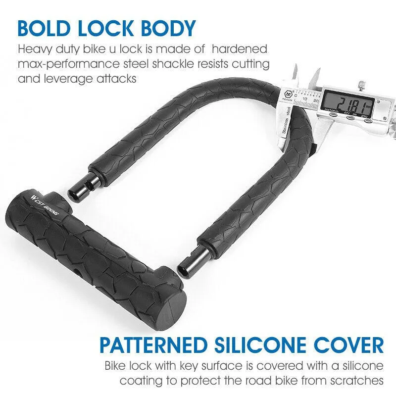 Anti-theft Bike U Lock With 2 Keys MTB Road Bicycle Lock Motorcycle Scooter Security Cycling Accessories