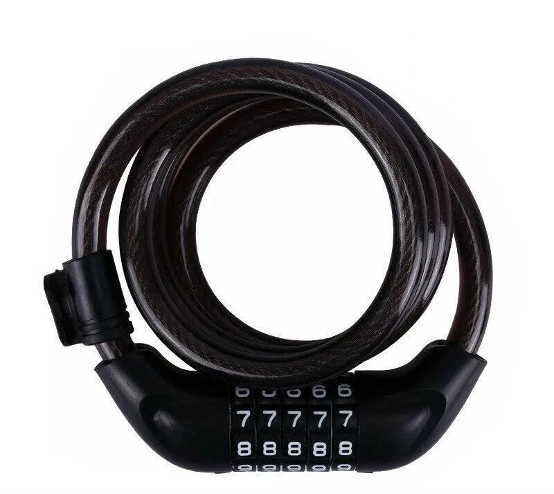 Bicycle 5 Digit Code Cable Lock 1200mm*12mm Anti-theft Bike Password Lock Bike Security Steel Cable Cycling Lock Bike Parts