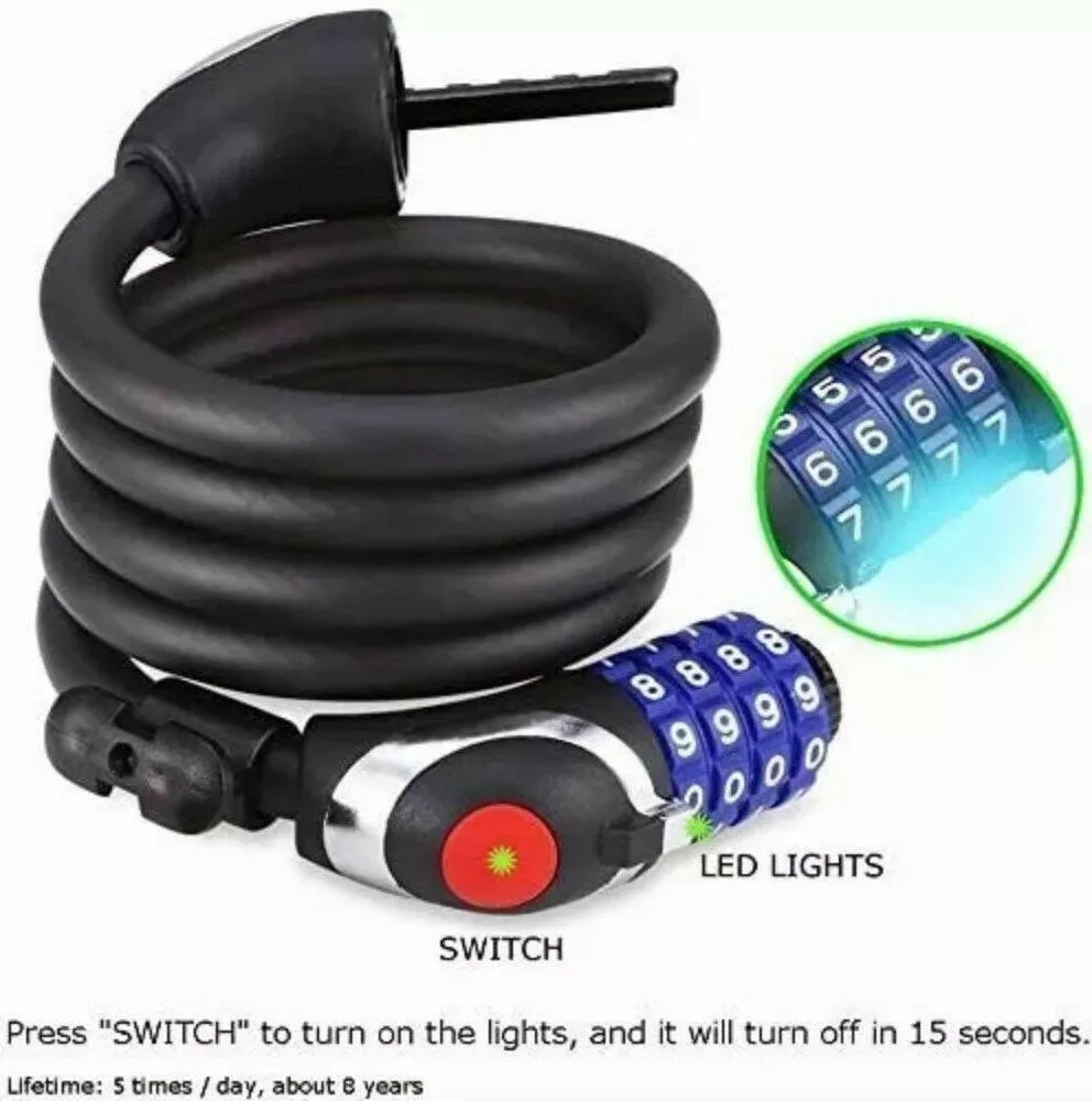 Bike Lock Cable, Bike Cable Lock Basic Self Coiling Kids Bike Lock Combination