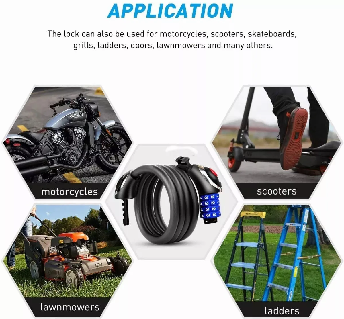 Bike Lock Cable, Bike Cable Lock Basic Self Coiling Kids Bike Lock Combination