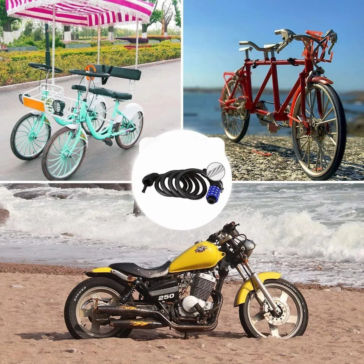 Bike Lock Cable, Bike Cable Lock Basic Self Coiling Kids Bike Lock Combination