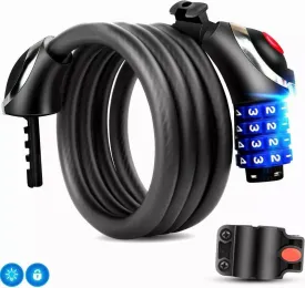 Bike Lock Cable, Bike Cable Lock Basic Self Coiling Kids Bike Lock Combination