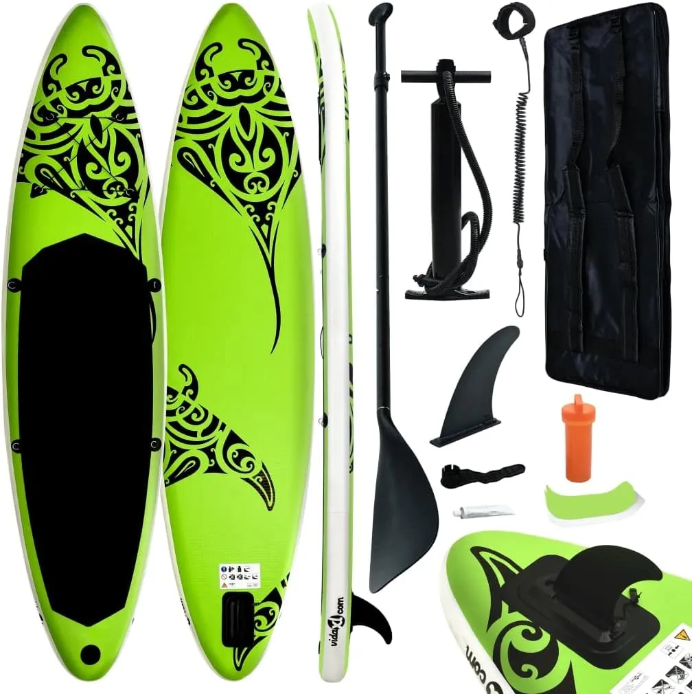 CHARMMA Inflatable Stand Up Paddleboard Set 144.1"x29.9"x5.9" Green