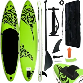 CHARMMA Inflatable Stand Up Paddleboard Set 144.1"x29.9"x5.9" Green