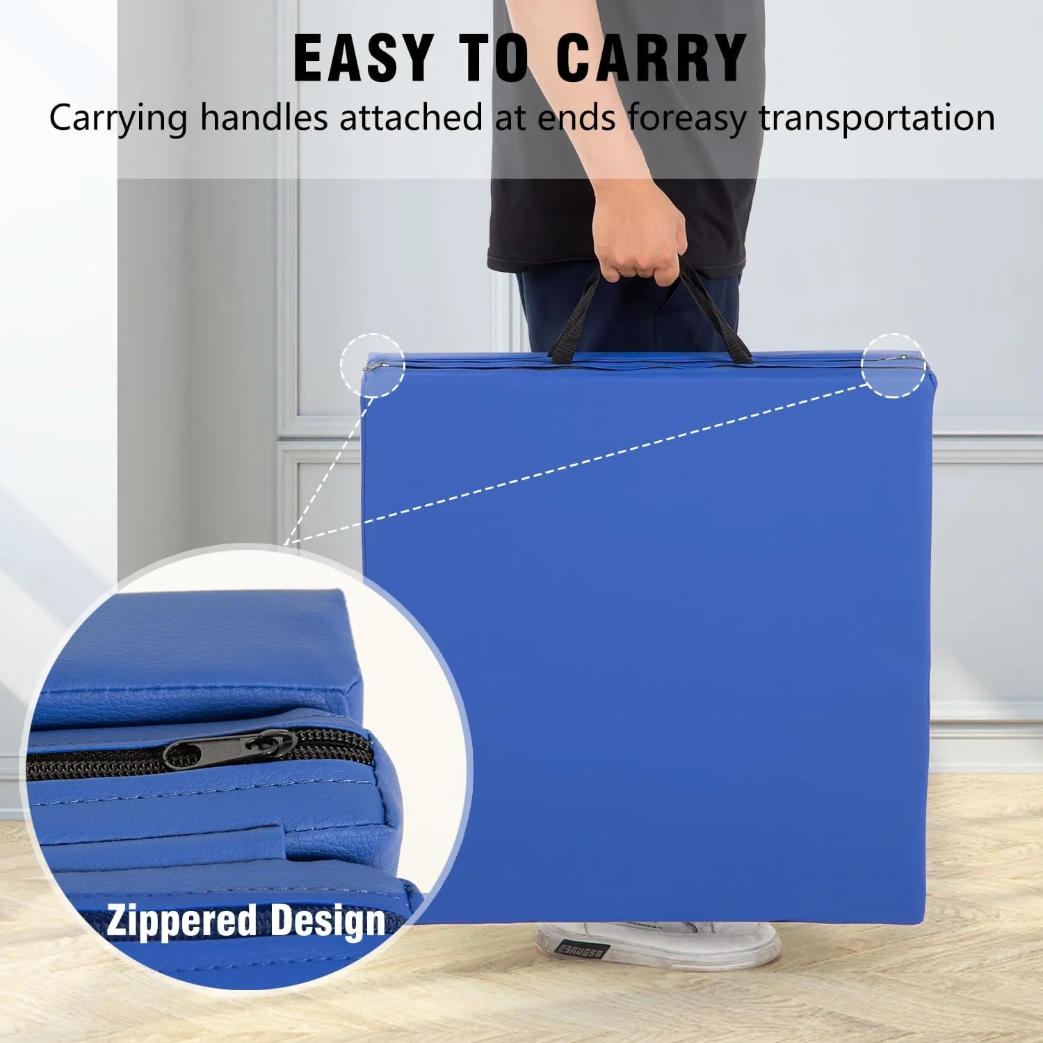 Gymnastics Tumbling Mats Gymnastics Mat Portable Foldable Tumbling Mat Thick PU Leather Exercise Mat Yoga Mat with Carrying Handles for home Workout outdoor Yoga Gymnastics