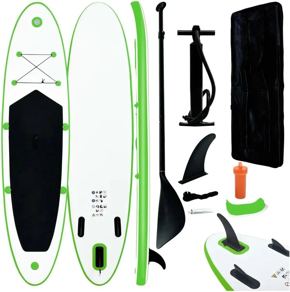 Inflatable Stand up Paddleboard Set Green and White 1 Adult-Maximum Number of Persons 92732