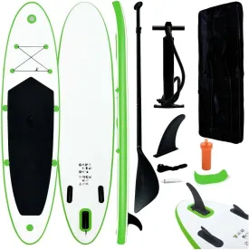 Inflatable Stand up Paddleboard Set Green and White 1 Adult-Maximum Number of Persons 92732