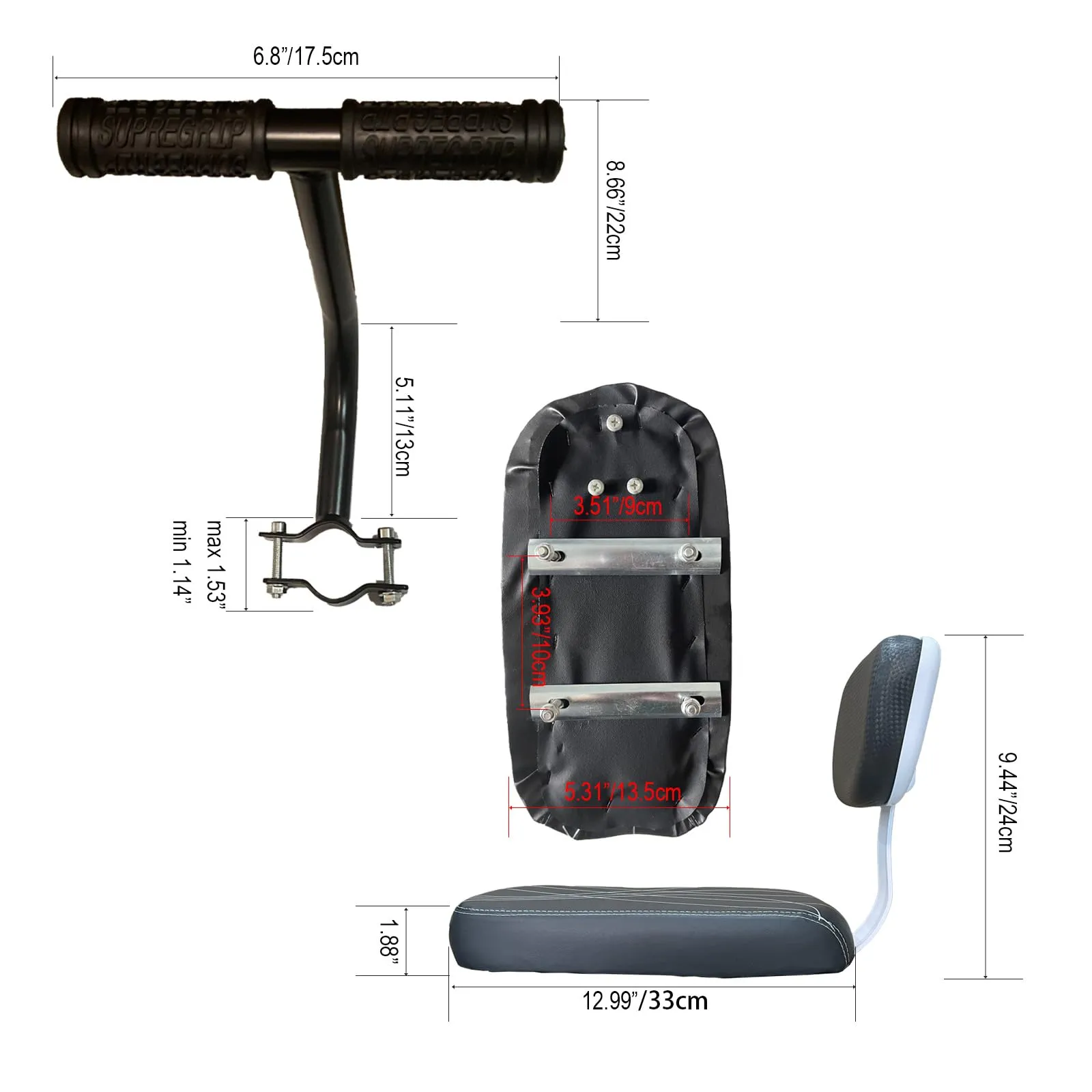OEM Tripper Rear Bike Seat Cushion, Armrest, foot pegs set