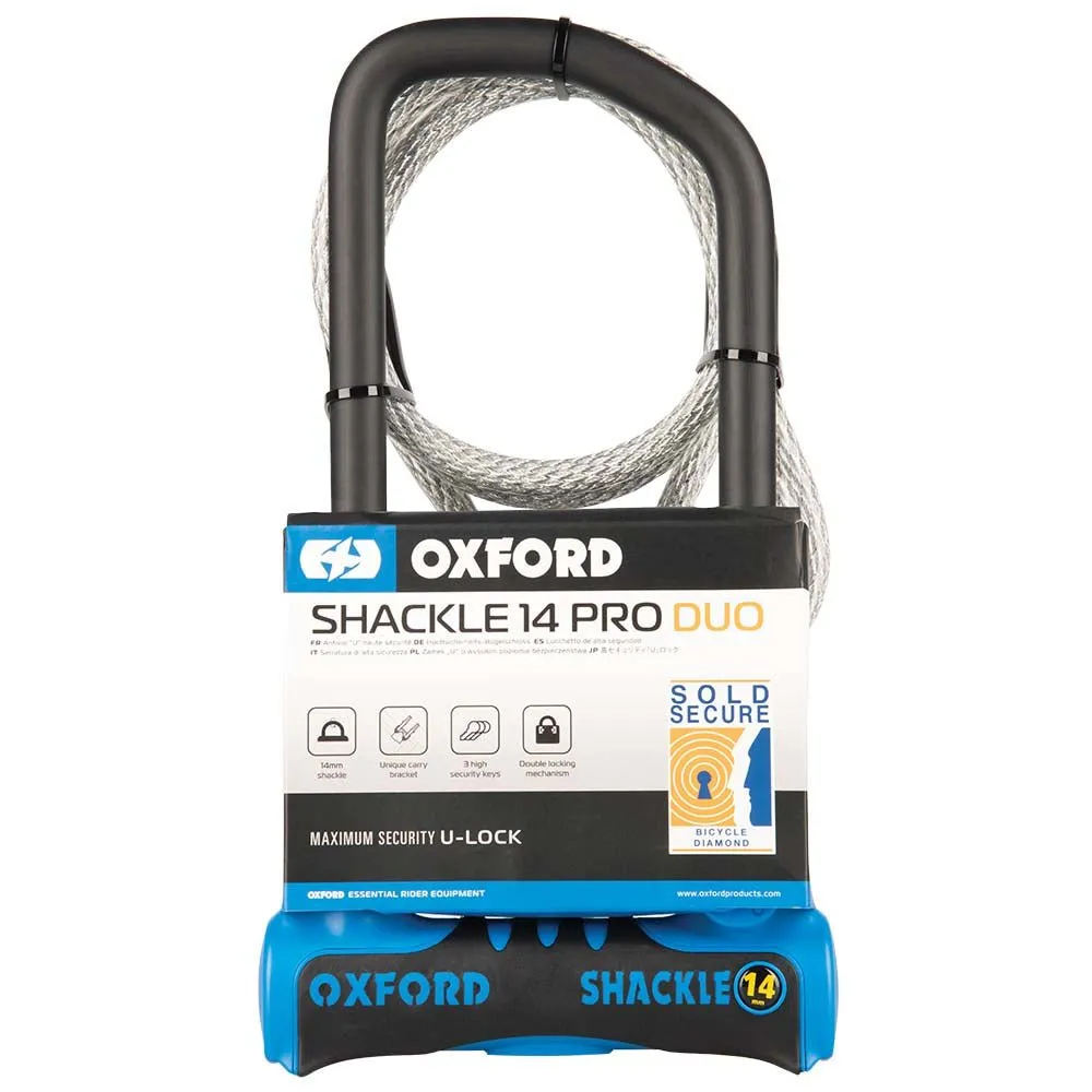 OXFORD Shackle 14 Pro Duo U-Lock 320mm x 177mm   Cable