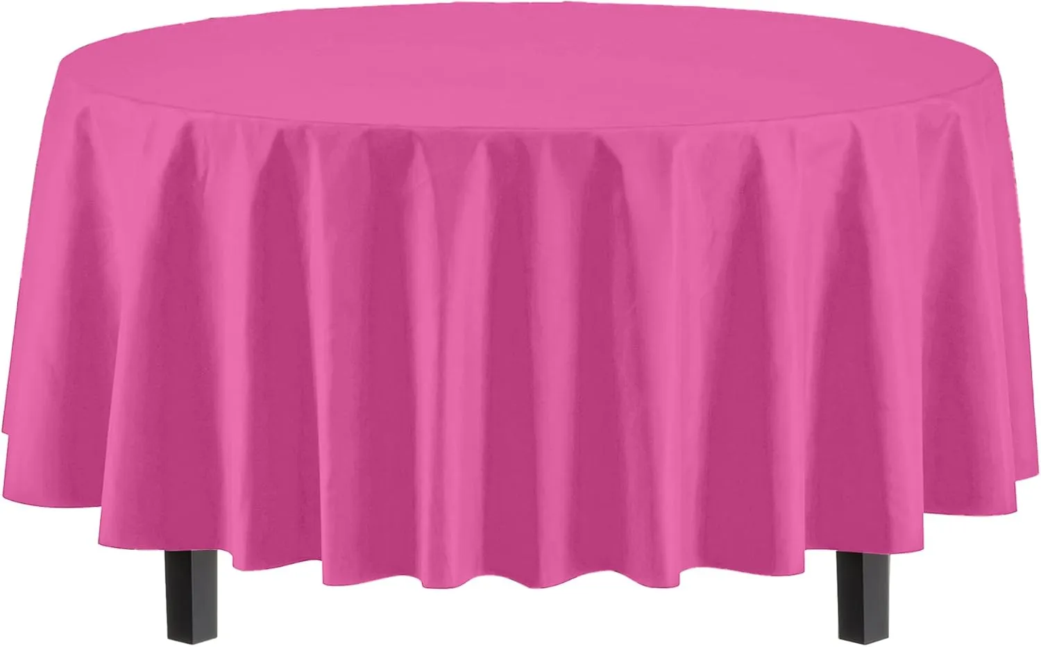 Party Solids 6-Pack Premium Plastic Tablecloth 84in. Round Plastic Table Cover - Cerise