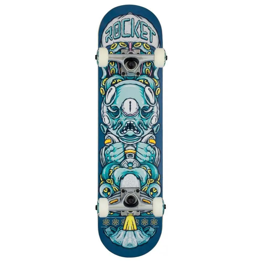 Rocket Skateboards Alien Pile-up Factory Complete Skateboard Blue 7.375"
