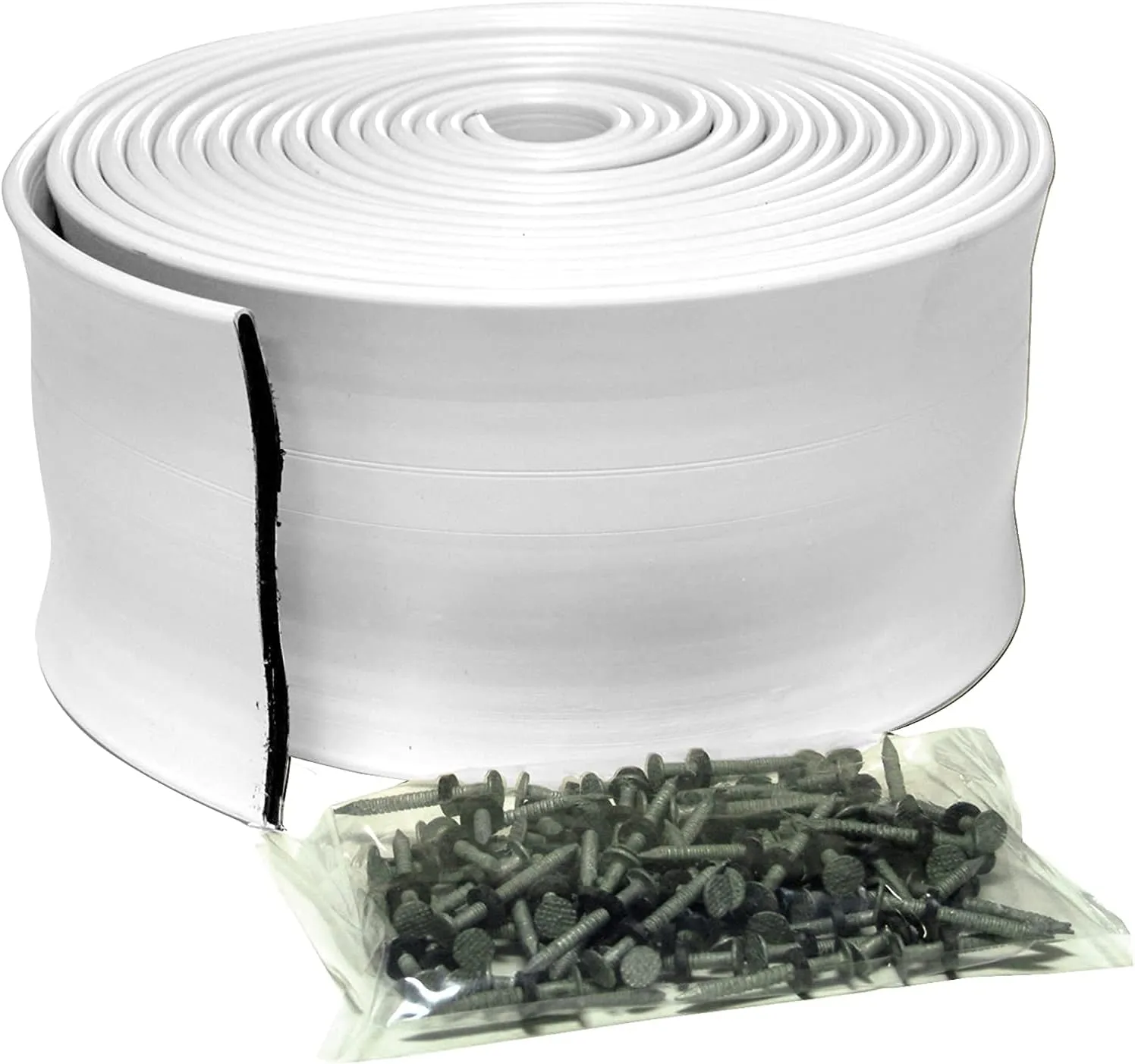 TAYLOR MADE PRODUCTS Wave & Shock-Absorbing Dock Bumper, Heavy-Duty PVC White 5" x 1/4" x 25' Coil Roll, Rigid, Flexible Strip, Mounting Hardware Included, Protects 18' of Docking Space - 46069