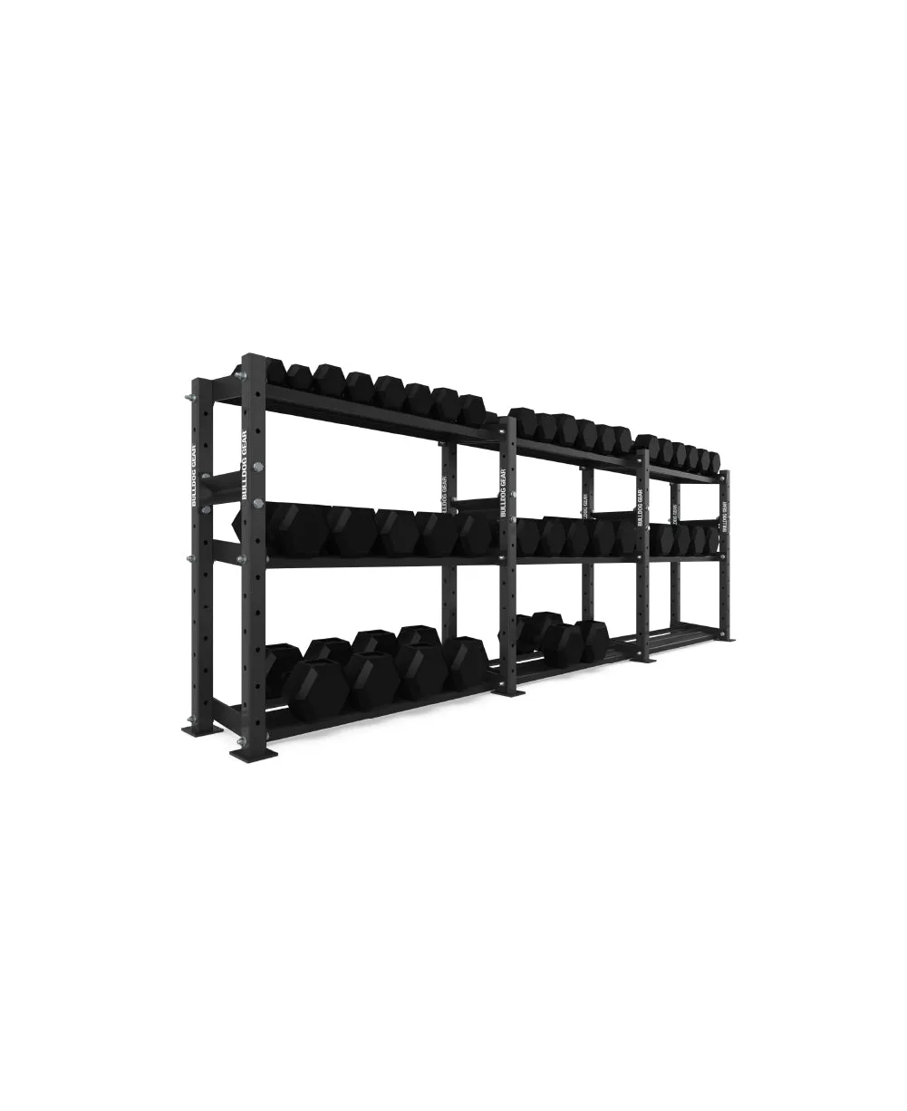 The Bulldog Gear - Hex Dumbbells 1.0 1050kg Set (2.5kg to 50kg)   Storage System - 338cm Bundle