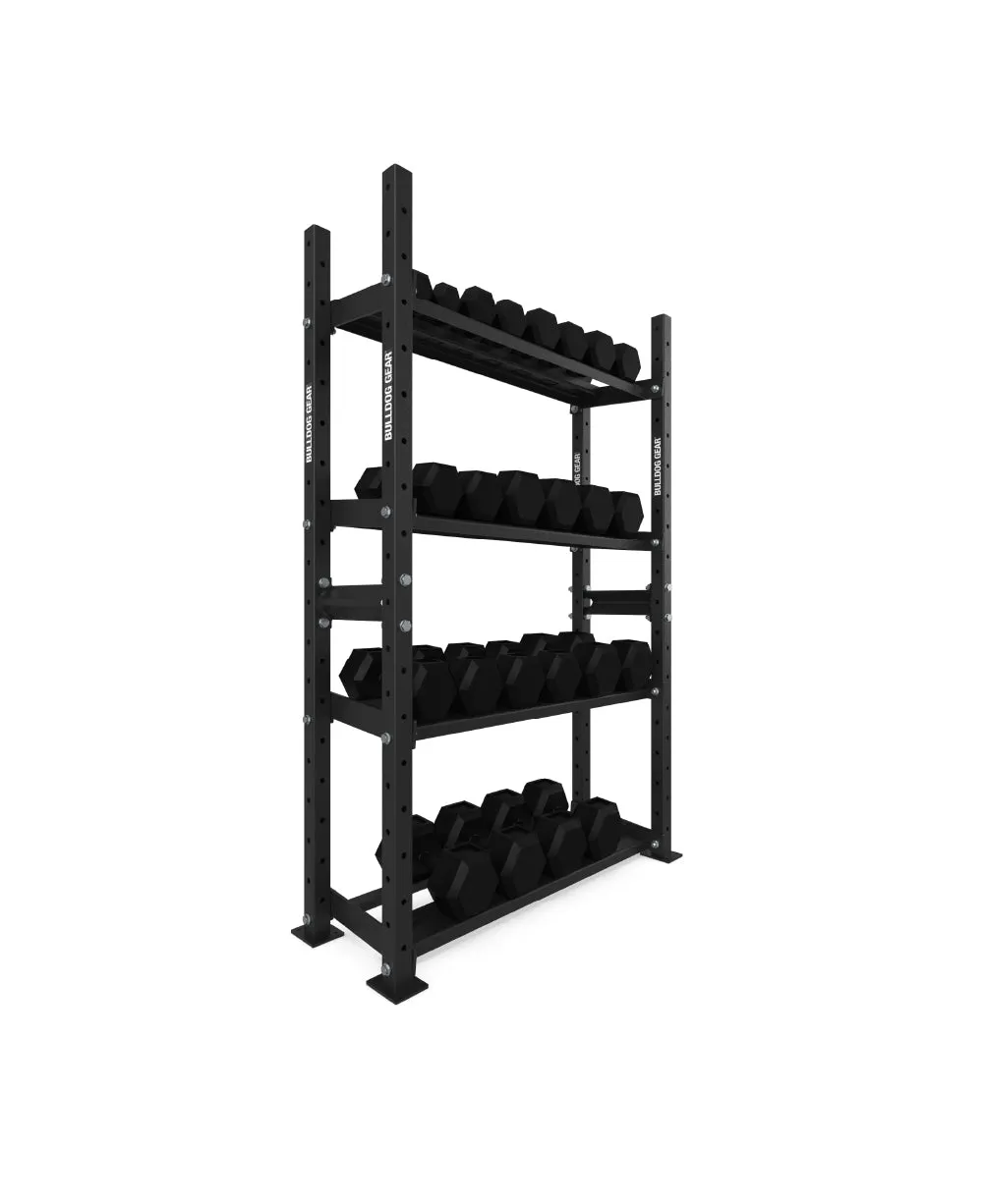 The Bulldog Gear - Hex Dumbbells 1.0 390kg Set (2.5kg to 30kg)   Storage System - 120cm Bundle