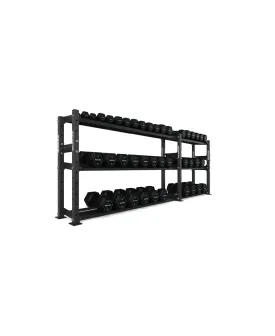 The Bulldog Gear - Hex Dumbbells 2.0 1050kg Set (2.5kg to 50kg)   Storage System - 302cm Bundle
