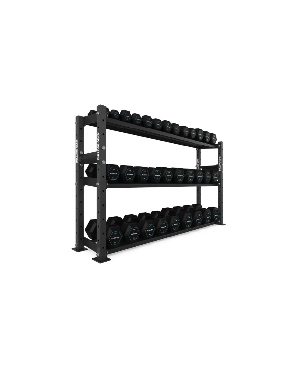 The Bulldog Gear - Hex Dumbbells 2.0 680kg Set (2.5kg to 40kg)   Storage System - 193cm Bundle