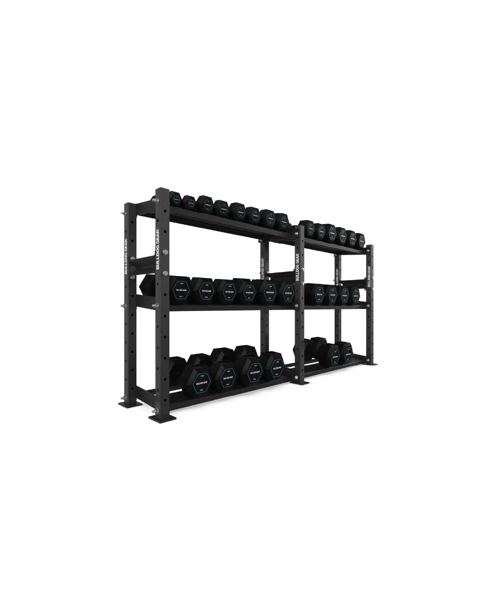 The Bulldog Gear - Hex Dumbbells 2.0 680kg Set (2.5kg to 40kg)   Storage System - 229cm Bundle