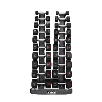 TKO Vertical Dumbbell Rack and 5-50 Lb. Dumbbell Set