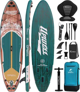 UPWELL 11'6"35" Extra Wide Inflatable Paddle Board, Stand Up Paddle Board for Youth & Adults, Stable Design, Premium SUP Accessories, 120L Backpack, 10L Dry Bag, Paddle, Leash, Hand Pump, US Fins