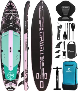 UPWELL 11'6"35" Extra Wide Inflatable Paddle Board, Stand Up Paddle Board for Youth & Adults, Stable Design, Premium SUP Accessories, 120L Backpack, 10L Dry Bag, Paddle, Leash, Hand Pump, US Fins