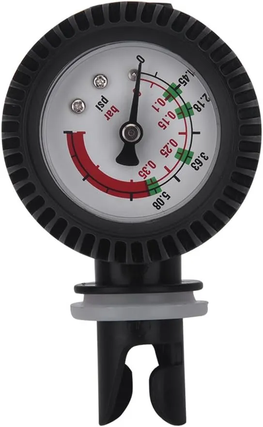 Wbestexercises Kayak Air Pressure Gauge Nylon Inflatable Boat Air Pressure Gauge 0-5.08 PSI Barometer Air Thermomete Valve Connector Replacement for Kayak Raft SUP Board Black