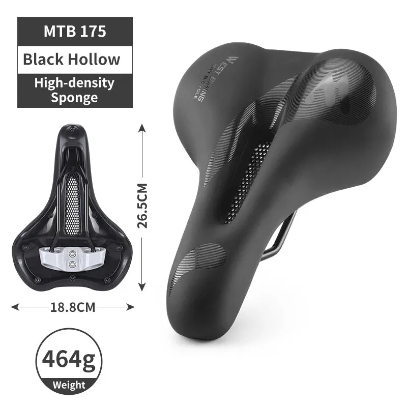 WEST BIKING Bike Saddle MTB Mountain Road Bike Seat PU Leather Gel Filled Cycling Cushion Comfortable Shockproof Bicycle Saddle