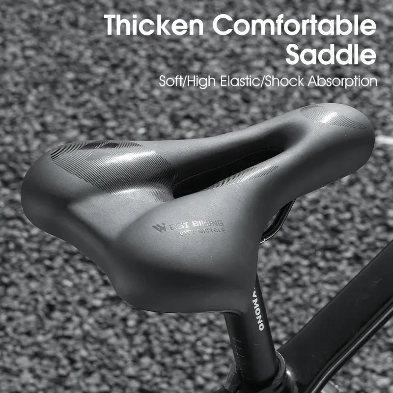 WEST BIKING Bike Saddle MTB Mountain Road Bike Seat PU Leather Gel Filled Cycling Cushion Comfortable Shockproof Bicycle Saddle