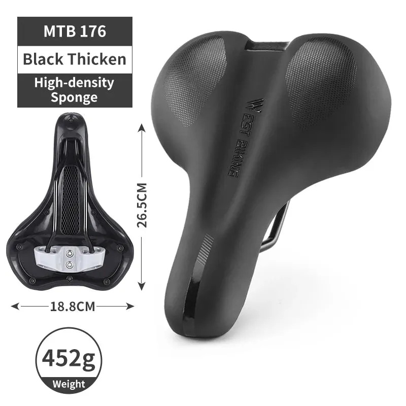 WEST BIKING Bike Saddle MTB Mountain Road Bike Seat PU Leather Gel Filled Cycling Cushion Comfortable Shockproof Bicycle Saddle