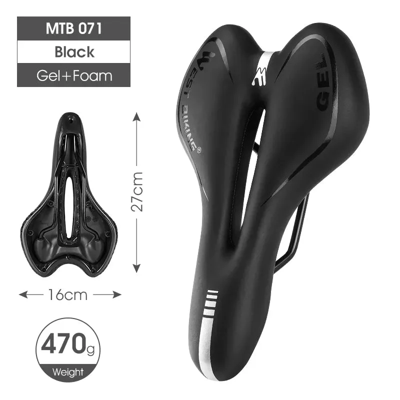 WEST BIKING Bike Saddle MTB Mountain Road Bike Seat PU Leather Gel Filled Cycling Cushion Comfortable Shockproof Bicycle Saddle