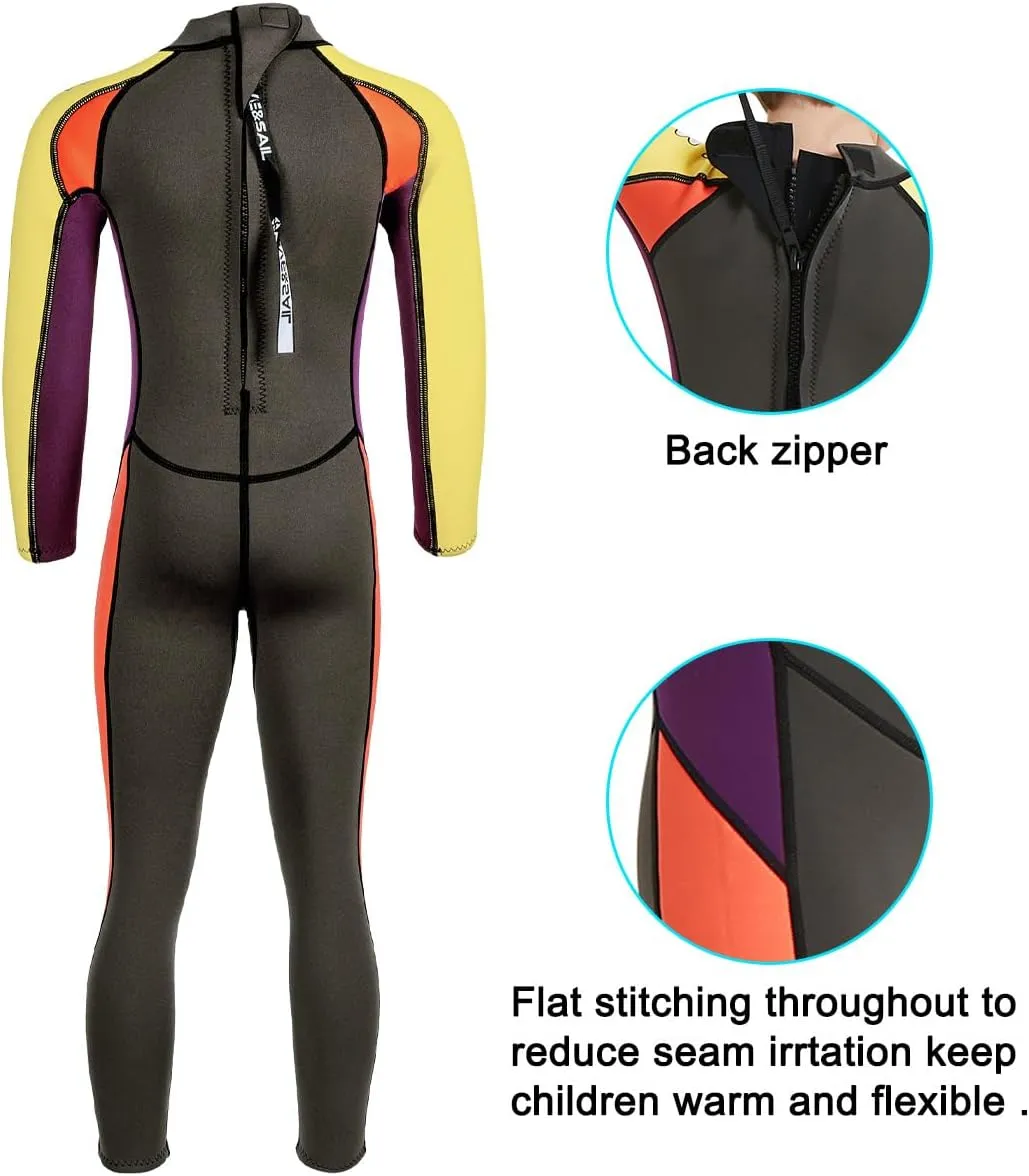 Wetsuit Kids Full Suits 2.5mm Neoprene Wet Suit UV Protection Keep Warm Long Sleeve Wetsuits for Swimming Diving Scuba
