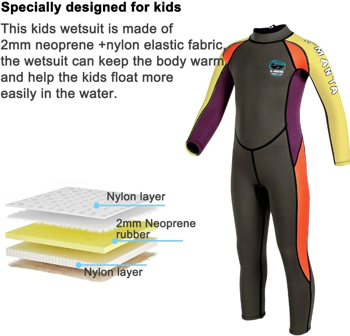 Wetsuit Kids Full Suits 2.5mm Neoprene Wet Suit UV Protection Keep Warm Long Sleeve Wetsuits for Swimming Diving Scuba